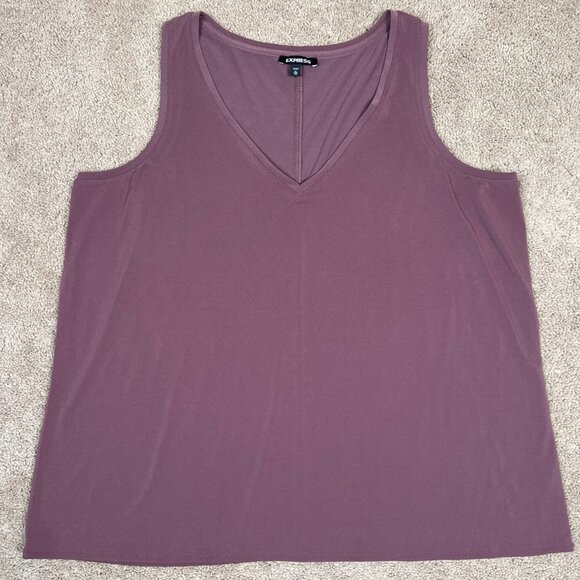 Express Tank Womens XL Dusty Rose V Neck Basic Layer Career Stretch Comfort - Picture 1 of 7